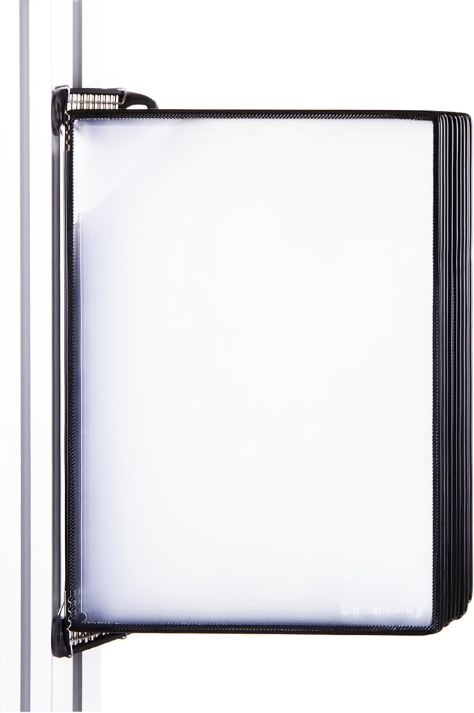 Tarifold Magnetic Wall Mount Reference System, 10 Pockets, Black | 10 double-sided PVC pockets hold 20 letter-size sheets, magnetic mounting plate, snap-on index tabs, easy to install