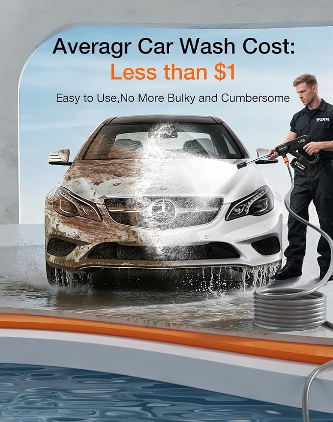 Ikewzbk Cordless Pressure Washer Battery Powered, 1800 MAX PSI | 4 A Battery*2, 5-in-1 Nozzle, 3 Level, Handheld Portable, For Car Home Patio Driveway Fence Cleaning