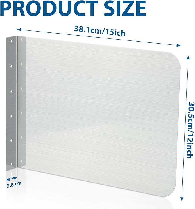 Therwen 2 Pcs Stainless Steel Side Splash Guard for Kitchen Sink 15 x 12 Inch Wall Mount Guard with Screws Commercial Restaurant Bar Hand Wash Sink and Compartment Prep Splash Protector Supply