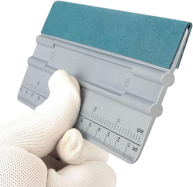 Vinyl Wrap Squeege 6 Inch Scraper with Ruler and Micro-Fiber Felt Edge Vinyl Applicator Squeegee Sign-Making Graphic Wallpaper Film Installation and Measuring Tool, Pack of 3