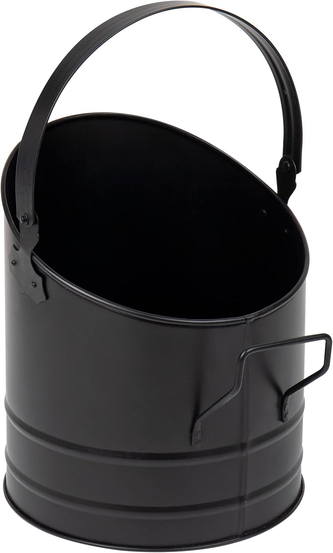 Mind Reader Fireplace Ash Bucket, 6L (1.5 gal) Capacity, Wood Stove, Fireplace Accessories, Metal, 9"L x 9"W x 10.5"H, Black