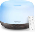 ASAKUKI Essential Oil Diffuser for Home, 500ML Aromatherapy Humidifier | with Remote Control, 7 Color LED Lights, Quiet Cool Mist Diffuser for Bedroom, Living Room, Office (Dark Brown)