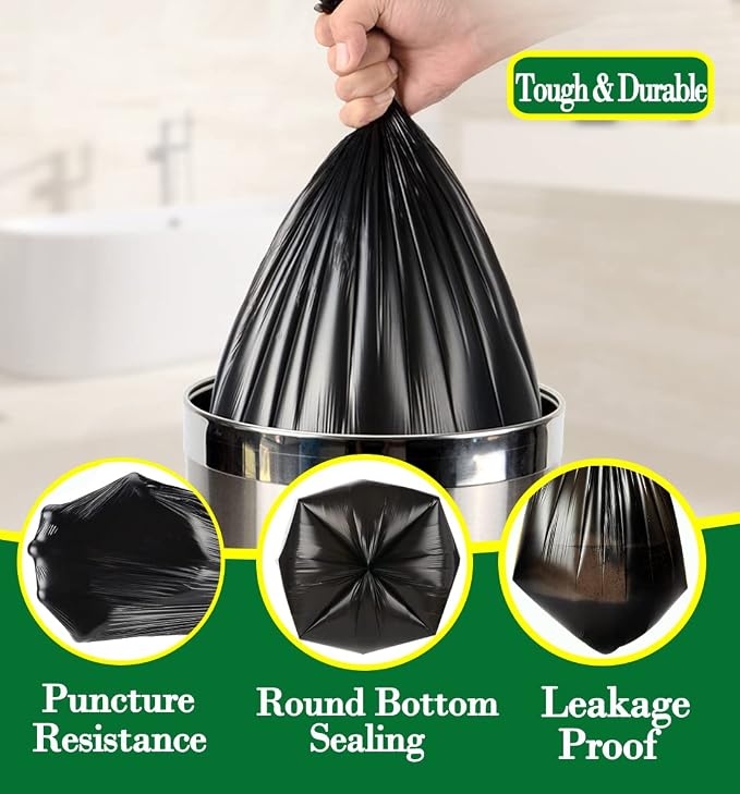 Hommaly 1.2 Gallon 240 pcs Small Black Trash Bags, Strong Garbage Bags, Bathroom Trash Can Bin Liners Unscented, Mini Plastic Bags for Office, Waste Basket Liner, Fit 4.5,5,6 Liters, 0.5,0.8,1,1.2 Gal