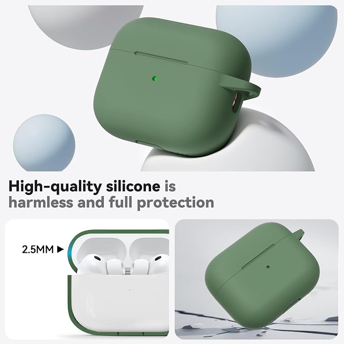 Ljusmicker for AirPods Pro 3 Case 2025 with Cleaner Kit,Sprout Green | Soft Silicone Protective Cover for Apple AirPod Pro 3rd Generation Case with Keychain for Women Men,Shockproof