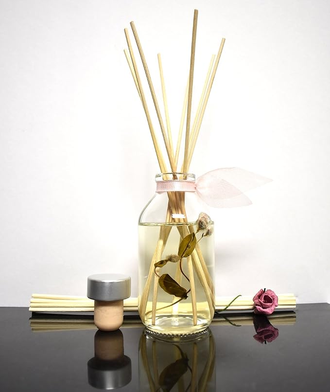 Reed Diffuser Set - Pink Peony Scented Diffuser with Sticks | Home Fragrance Reed Diffuser for Bedroom, Bathroom Shelf Décor, with Real Florals in the Bottle - Made in the USA