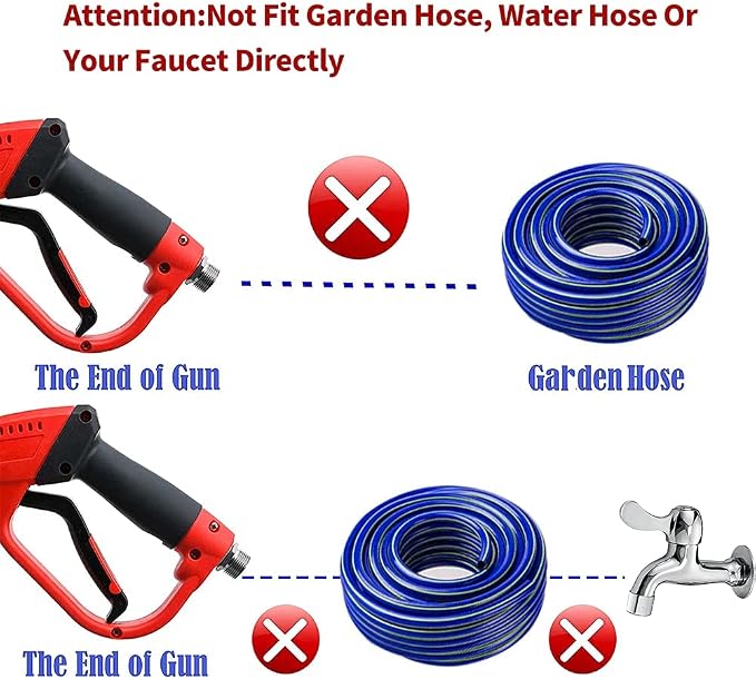 Upgraded Pressure Washer Gun with Extension Replacement Wand, M22 Fitting,7 Inch 30 Degree Curved Rod, 5 Nozzle Tips, 5000 PSI, 47 Inch