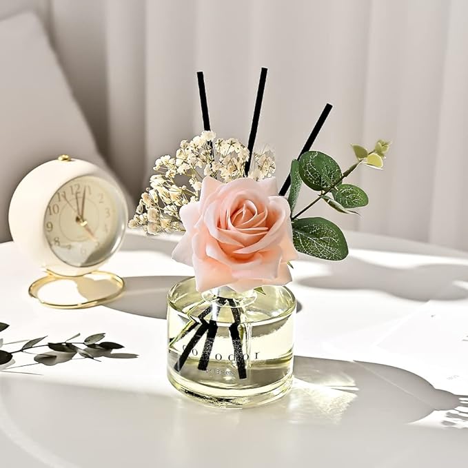 COCODOR Rose Reed Diffuser Set / 6.7oz / Rose Perfume/Scent Diffuser with Sticks Home Fragrance Reed Diffuser for Bathroom Shelf Decor for Women