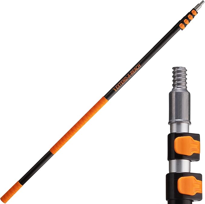 5-18 ft Long Telescopic Extension Pole, Multi-Purpose Extendable Pole | Universal Twist-on Metal Tip // Lightweight and Sturdy // Best Telescoping Pole for Painting, Dusting and Window Cleaning
