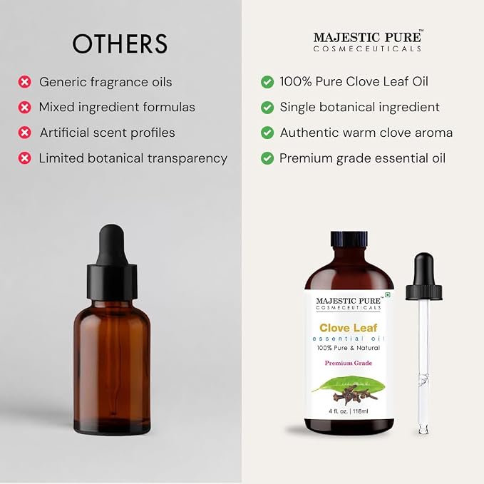 Majestic Pure Clove Essential Oil for Diffuser - 4 Fl Oz | 100% Pure & Natural Essentials Oils for aromatherapy, massage blends and DIY home fragrance projects and room sprays