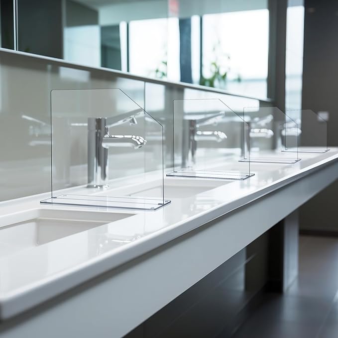 Vesici 2 Pcs Clear Acrylic Sink Splash Guard Freestanding Panel Barrier with Easy Reach Cutaway Kitchen Guard Protective Splatter Barrier for Home Hospital(15.75" Length, 16" Height, 4.5" Base)