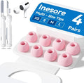 Inesore 4 Pairs Replacement Ear Tips for AirPods Pro 2nd/1st (Pink) | with Noise Reduction Hole & Built-in dust Guard Screen,Silicone,with Portable Storage Box & Cleaner Pen,4 Size (XS/S/M/L)