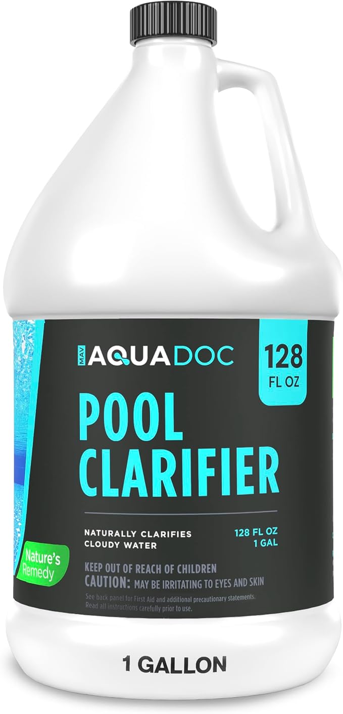 AquaDoc Pool Clarifier for Inground and Above Ground Pools - 128 oz - Chitosan Clarifier to Help Clear Cloudy Water, Reduce Residue and Support Filter Performance - Made in USA