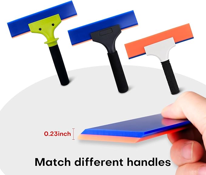 NEWISHTOOL 2 Pack Rubber Squeegee (8-Inch Replacement Blade, No Handle) | Tint Squeegee for Water Removal, Glass Cleaning, PPF Installing and Window Film Application