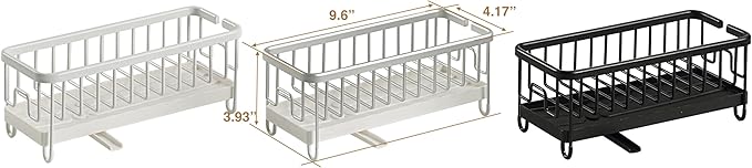 SunnyPoint Never Rust Aluminum Utensil, Sink Cleaning Tools Holder for Kitchen Sink with Drain Board; Dish Wand, Sponge, Soap Dispenser, Utensil Organizer Caddy (WHT)
