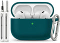 Full-Coverage dustproof Design for AirPods Pro 3 Case Cover with Cleaner Kit, Soft Silicone Cover for AirPods Pro 3rd Generation Comes with Keychain,Suitable for 3rd Generation,Pine Green