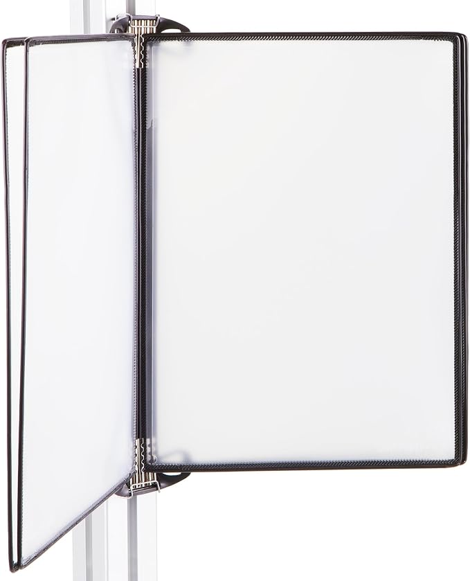 Tarifold Magnetic Wall Mount Reference System, 5 Pockets, Black | 5 double-sided PVC pockets hold 10 letter-size sheets, magnetic mounting plate, snap-on index tabs, easy to install