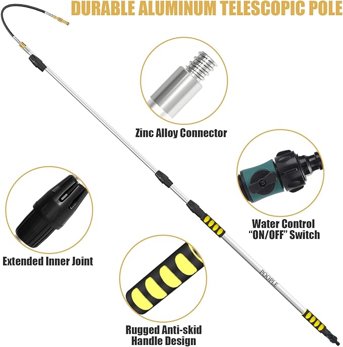 12FT (20ft Reach) Telescopic Gutter Cleaning Tools from The Ground, Rain Gutter Cleaners Tool with Hose Copper Attachment, Long Reach Gutters Cleaner Wand with Extension Pole