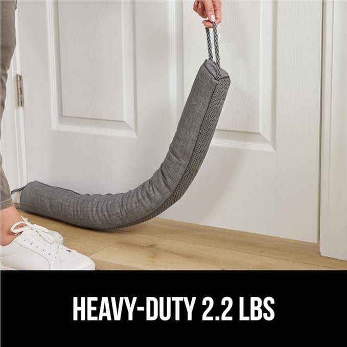 GORILLA GRIP Door Draft Stopper for Bottom of Doors, Weather Stripping Seal Blocks Hot Air, Noise, Bugs, Keeps Cold AC in, Sound Proofing Easy Install Gap Filler, Home Essentials, 34 Inch, Slate Gray