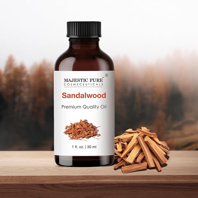 Majestic Pure Essential Oil with Glass Dropper - 100% Pure and Natural - Essential Oils for Diffuser, Aromatherapy, Soap and Candle Making, Sandalwood Essential Oil, Sandalwood Oil, 1 Fl Oz | 100% Natural Essentials Oils Ideal for Humidifier, Air Fresh...