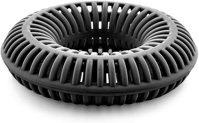 SinkRing Bathroom Sink Drain Protector & Strainer for Stoppers, Charcoal | Easy snap-in design. Precision clog-free trap prevents loss of earrings, jewelry or contacts. Fits 1.37" - 1.57" stoppers.