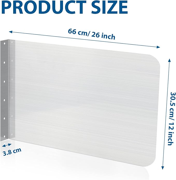 Amylove 26 x 12 Inch Stainless Steel Splash Guard Stainless Steel Wall Mount Guard with Screws Screws for Bathroom Sink Side Sink Splash Prep Sinks Protector for Commercial Kitchen Restaurant