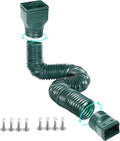Gutterlix 1 Pack Flexible Gutter Downspout Extensions Extendable from 21" to 67", Downspout Extender Comes with Adapters, Thickened Down spout Drain Extension for Rainwater Drainage(Green)