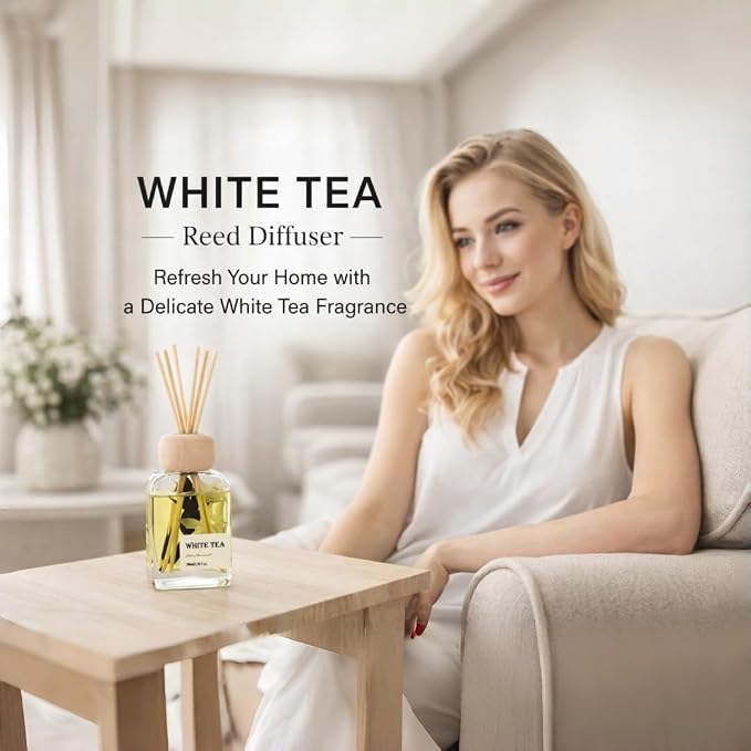 White Tea Reed Diffuser, 3.34 Fl Oz | Westin Hotel-inspired Scent;Air Fresheners for Bedroom, Bathroom, Living Room or Office; Gift-ready