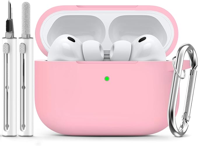 Ljusmicker for AirPods Pro 3 Case 2025 with Cleaner Kit,Pink | Soft Silicone Protective Cover for Apple AirPod Pro 3rd Generation Case with Keychain for Women Men,Shockproof