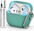 Ljusmicker for AirPods 4 Case 2024 with Cleaner Kit,Soft Silicone Protective Cover for Apple AirPods 4th Generation Cases for Women Men,for AirPod 4 Case Accessories with Keychain-Magnetic Green