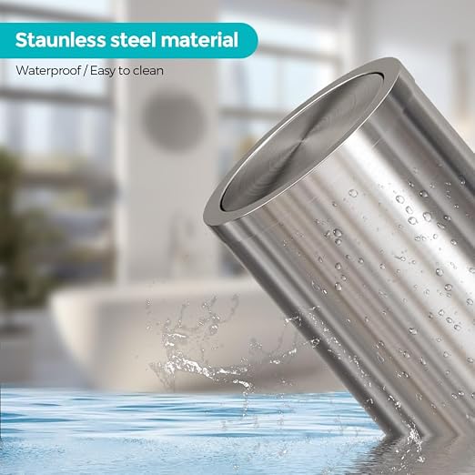 18L Stainless Steel Bathroom Trash Can, Silver