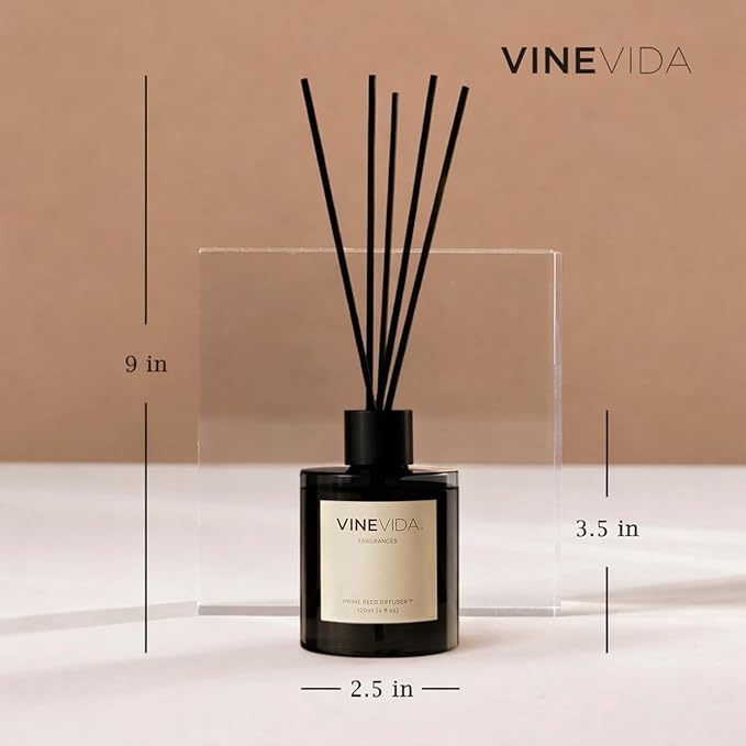VINEVIDA | Jasmine | Reed Diffuser for Home & Bathroom | Long-Lasting Scent Sticks Set | Oil Stick Diffuser | Bathroom Scent