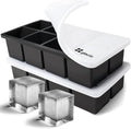 glacio Ice Cube Molds – 2-Pack Silicone Trays for 8 Large Square Cubes – Slow-Melt Ice for Whiskey, Cocktails, Coffee & More