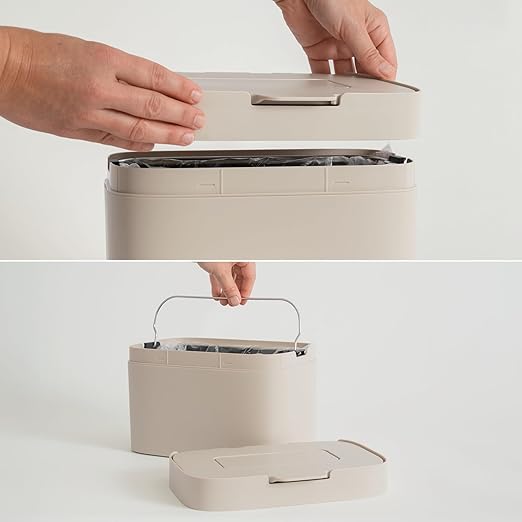 KAZAI. Compost Bin Kitchen 'Elin' | 1.2 GAL / 4.5L Countertop Compost Bin with Lid & Carbon Filter | Odor-Free, Dishwasher Safe, with Inner Bucket | Small Indoor Kitchen Composter | Taupe
