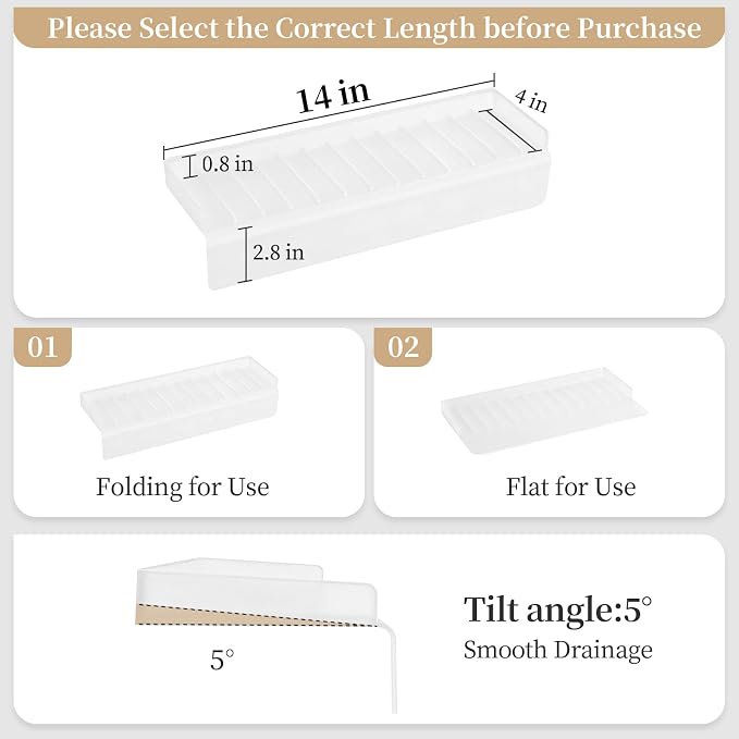 Sink Edge Protector with Suction Cup, 14" x 4", Silicone Sink Splash Guard for Kitchen & Bathroom, Protect Countertop from Scratches, Stains, for Stainless Steel Granite Quartz