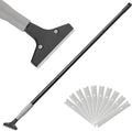 Luvenia Heavy Duty 4-Inch Razor Blade Floor Scraper, 62-Inch Long Handle | 10PCS Extra Metal Blades, Razor Scraper for Cleaning Glass, Floors，Windows, Showers, Tile, Ceilings