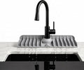 Premium Kitchen Sink Splash Guard – 18" x 5.7" Silicone Faucet Mat with Secure Pressure Clip, True 10° 3D Drainage(No Pooling), Anti-Lift Design, Flexible Leak-Sealing Ring, Non-Slip Fit Behind Faucet