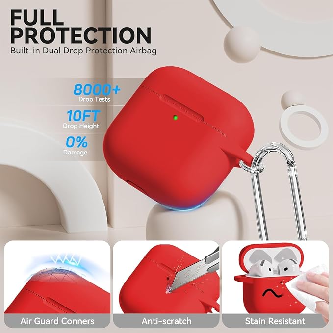 for AirPods 4 Case with Magnetic, TNSNK Silicone AirPod 4 Case Cover Compatible with Apple Airpods 4th Gen, Shockproof Protective Cases for Women Girly with Cleaner Kit and Keychain, Front LED Visible
