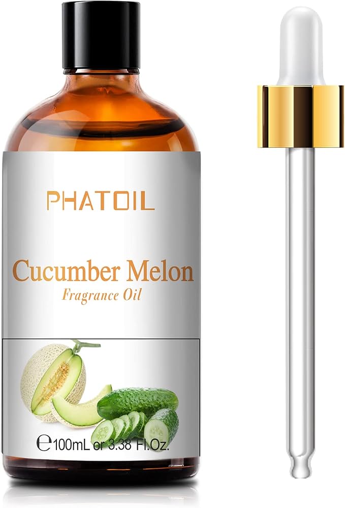 PHATOIL Cucumber Melon Fragrance Oil for Diffuser Aromatherapy 3.38FL.OZ | Long Lasting Scented Oils For Humidifier, Air Freshener, DIY Soap Candle, Scent Project Making, Aroma Oil for Home Freshening