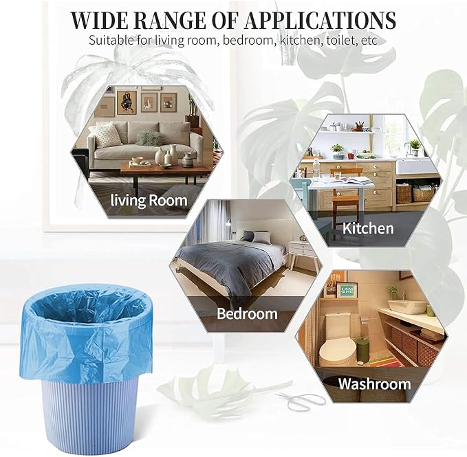 5 Rolls Small Trash Garbage Bags, 4 Gallon 100 Counts (Blue) | Strong Thin Material Disposable Kitchen Garbage Bags, Durable Plastic Trash Bags for Office Home Bedroom Garden Waste Bin