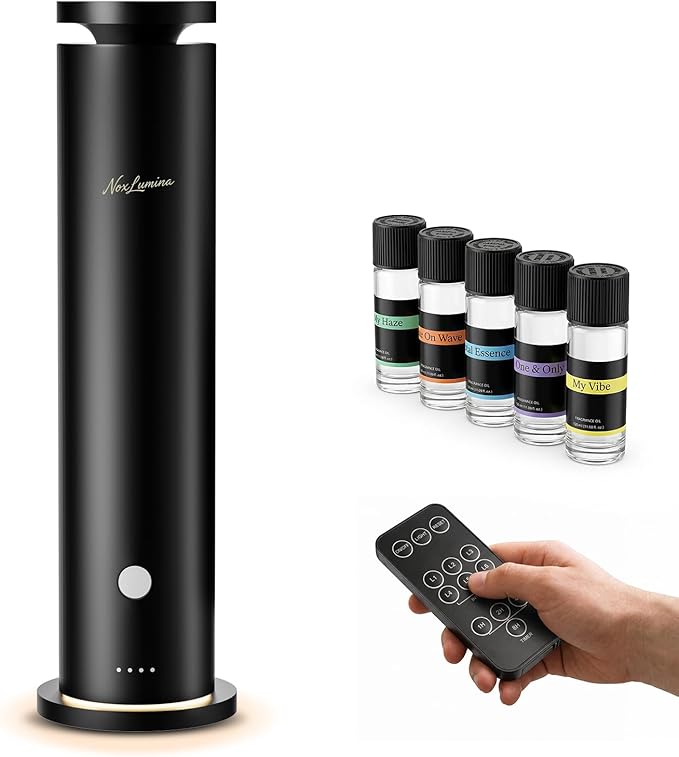 Waterless Diffuser Pro with 5 Scent Oils, Luxury Hotel-Class Essential Oil Diffuser Aromatherapy Machine with 1500 Sq Ft Cover, 6 Mist, 4.06Oz Diffusers for Home Large Room Hotel SPA - Black