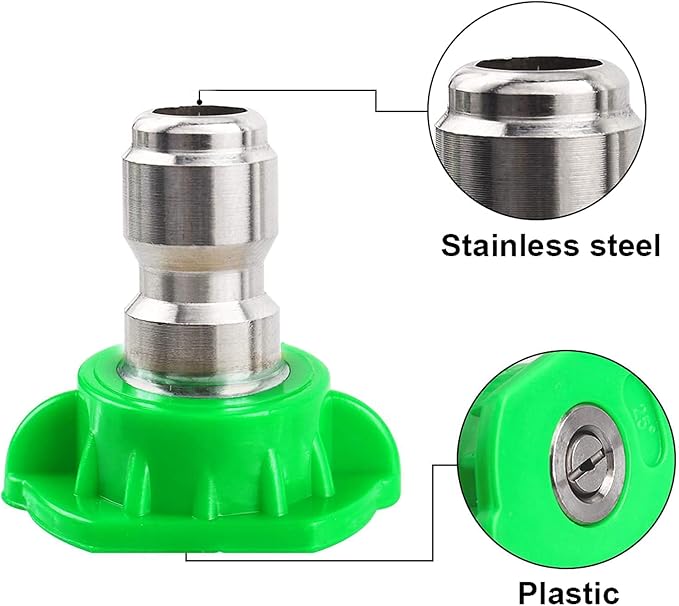 Professional Washer Cleaner 1/4'' Quick Connector, Best for Cleaning Homes High Pressure Washer Spray Nozzle Tips