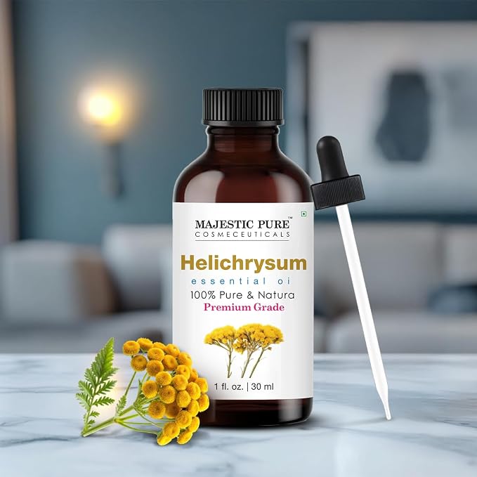 Majestic Pure Helichrysum Essential Oil for Diffuser - 1 fl oz | 100% Pure & Natural Essentials Oils for aromatherapy, massage blends and DIY home fragrance projects and room sprays