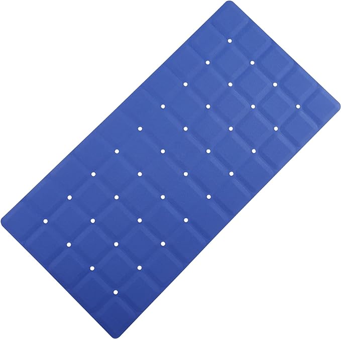 Foldable Silicone Bathtub Mat: Jumbo Size Heavy Duty Safety Bath Mat for Tub Without Suction Cups Non Slip Bath & Shower Mat for Textured, Reglazed, Refinished Tub (Navy Blue, 35.8 x 17.7)