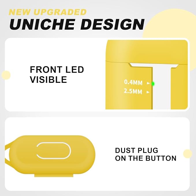for AirPods Case Cover, Come with Clean Pen，Soft Silicone Protective Cover for Women Men Compatible with Apple AirPods 2nd 1st Generation Charging Case, Front LED Visible,Yellow