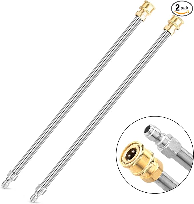 Pressure Washer Extension Wand, 2 Pack 17 Inch Stainless Steel Heavy Duty Wands with 1/4 Inch Quick Connect, Fits Most Pressure and Power Washers