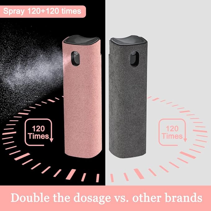 2 Pack Screen Cleaner Spray and Wipe for Laptop Monitor and Car Screens, Phone Touchscreen Mist Cleaning Kit for Cellphone, Tablet, PC, Computer, LCD, Eyeglass, iPhone, iPad, Mac Pro - Grey and Pink | Touchscreen Mist Cleaning Kit for Tablet, PC, Compu...