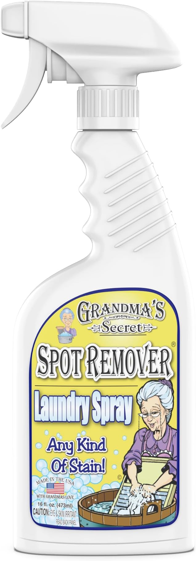 Grandma's Secret Laundry Spray - Chlorine, Bleach and Toxin-Free Stain Remover for Clothes - Fabric Stain Remover Removes Oil, Paint, Blood and Pet Stains – 16 Ounce