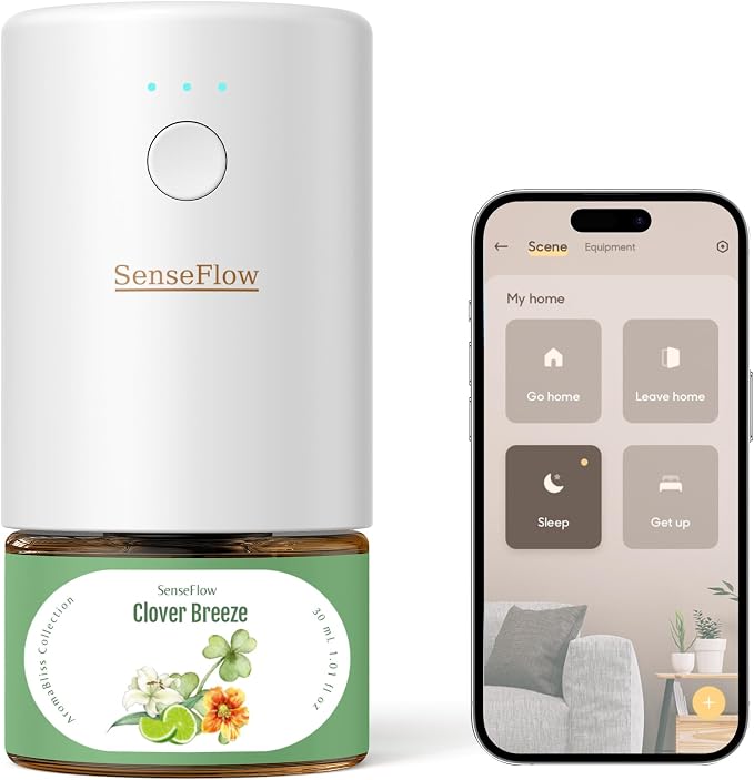 Plug-in Air Freshener for Home, Waterless Essential Oil Diffuser for Bedroom and Bathroom, Non-Toxic Formula for Pets and Nursery, 120 Days Runtime, Refillable Clover Breeze