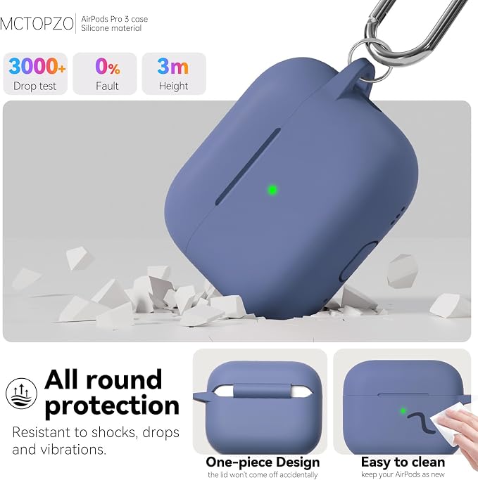 for AirPods Pro 3 Case 2025,Come with Cleaner Kit,Lavender | Silicone Protective Cover for Airpod Pro 3rd Generation Case with Keychain,for Women Men,One-Piece Design,Shockproof