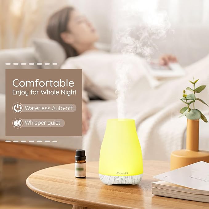 Homeweeks Essential Oil Diffuser for Room 100 ML 1 Pack | Aromatherapy Scent Diffuser Adjustable Mist Mode, Cool Mist, Auto Off Ultrasonic Aroma Fragrance Diffuser for Bedroom Office